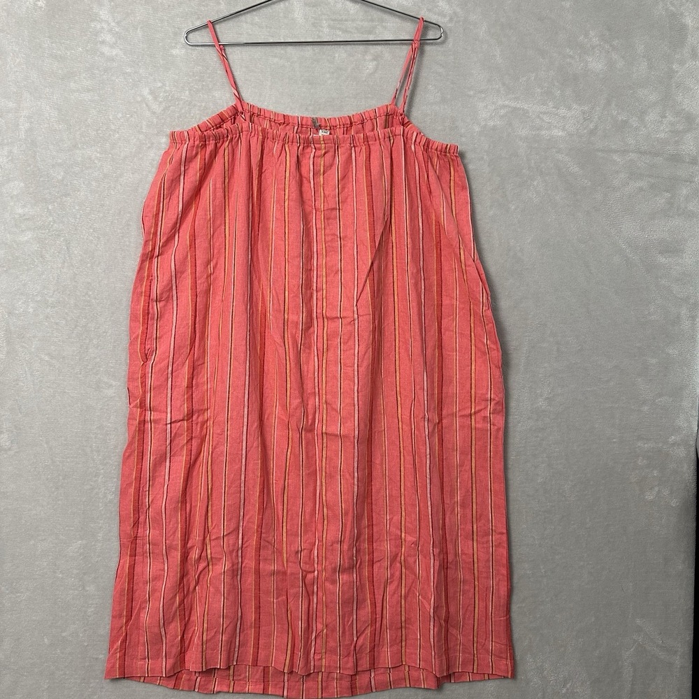 A New Day Women's XXL Dress‎ Pink Striped Sleeveless Shift Linen Blend New - Picture 9 of 14